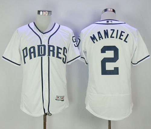 Padres #2 Johnny Manziel White Flexbase Authentic Collection Stitched MLB Jersey